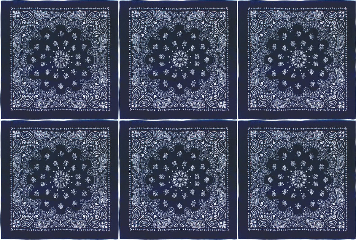 Trainmen Paisley 27" Jumbo Military Bandana Head Scarf Do-rag 100% Cotton Bandanna Face Cover 6-Pack