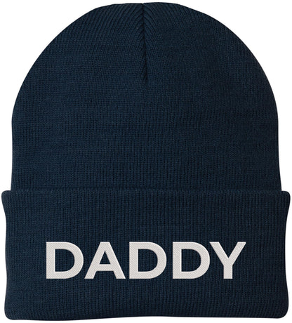 Daddy Embroidered Beanie | Bold Acrylic Knit Winter Hat | Casual Father's Day Skull Cap for Dad