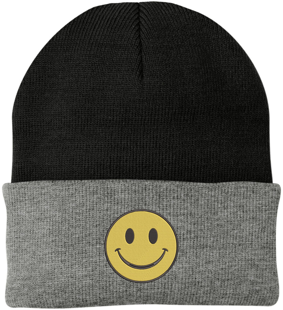 Smiiley Face Embroidered Beanie Hat | 100% Acrylic Knitted Winter Unisex Skull Cap