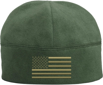 Polar Fleece Watch Cap with Embroidered US American Flag, USA Tactical Beanie Warm Winter Skull Hat