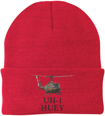 UH-1 Huey Embroidered Beanie USA Military Helicopter Aviation Acrylic Knit Cap