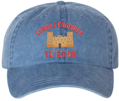 Combat Engineer Veteran Embroidered Baseball Cap | US Army Castle Insignia Military Hat for Men & Women