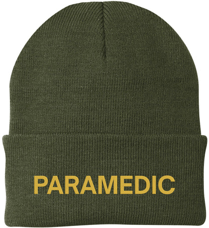 Paramedic Embroidered Beanie Hat | 100% Acrylic Winter Knit Cap for Emergency Medical Services First Responders