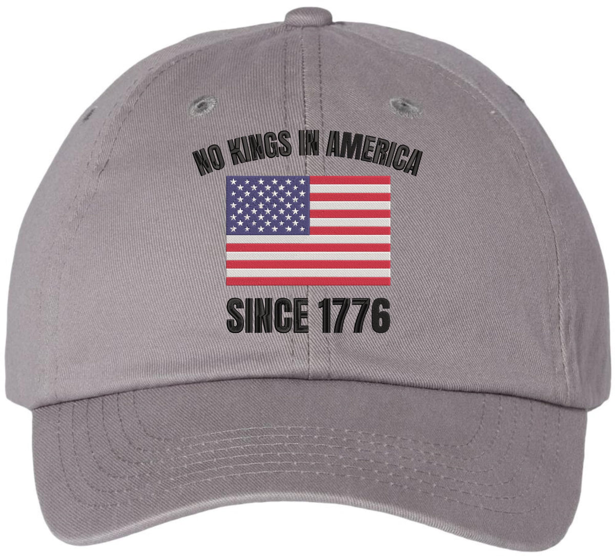 No Kings in America Since 1776 Embroidered Dad Hat USA Flag Patriotic Political Statement Baseball Cap