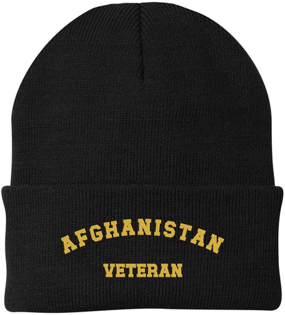 Afghanistan Veteran Embroidered Beanie - Military Service - 100% Acrylic Knit