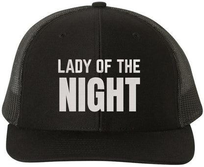 Lady Of The Night Embroidered Trucker Hat Streetwear Baseball Cap for Nightlife Parties
