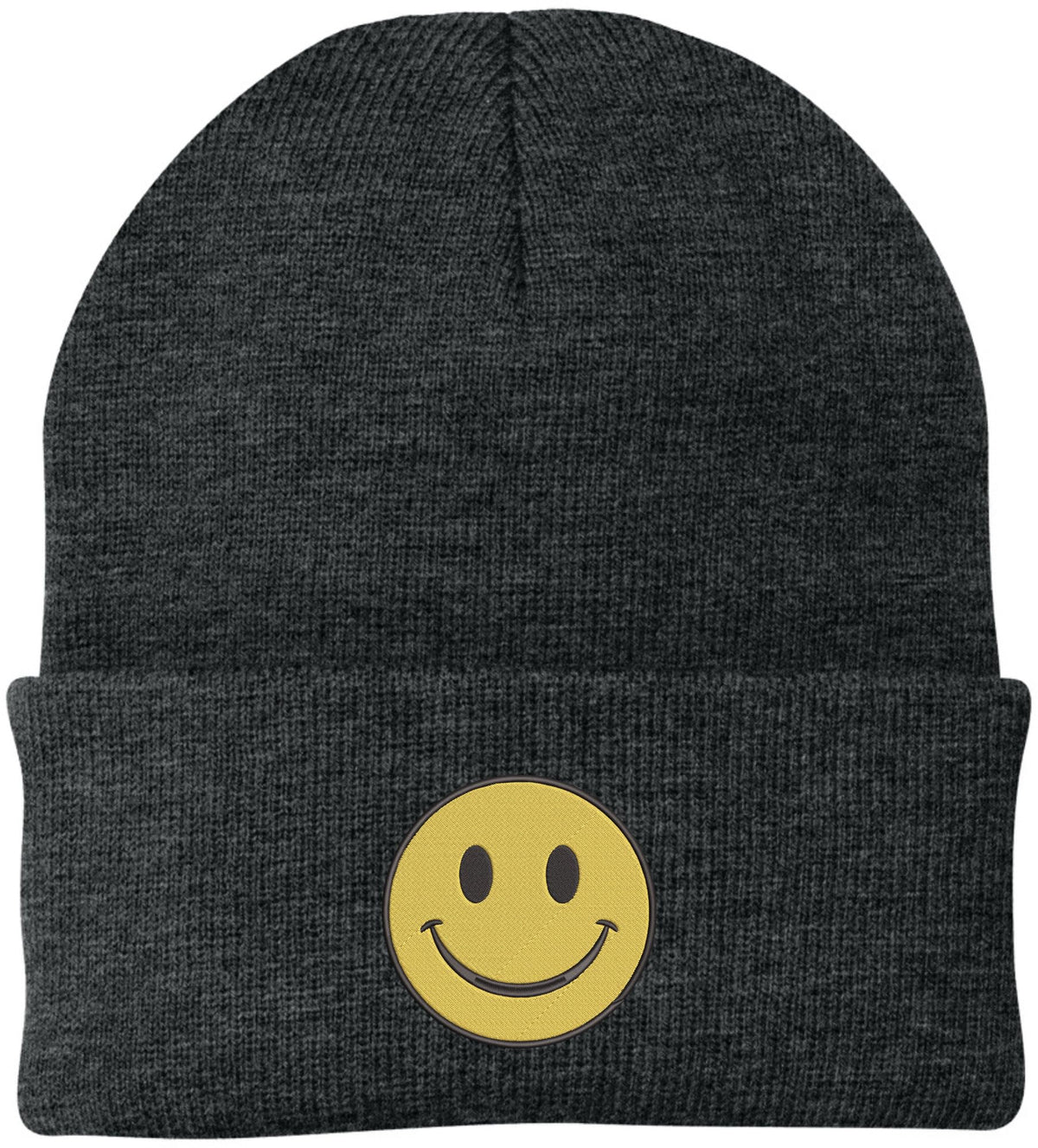 Smiiley Face Embroidered Beanie Hat | 100% Acrylic Knitted Winter Unisex Skull Cap