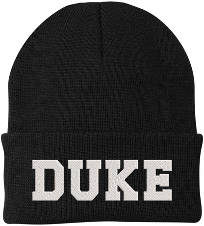 DUKE Embroidered Beanie Hat Knit Cuffed Winter Cap Skull Cap