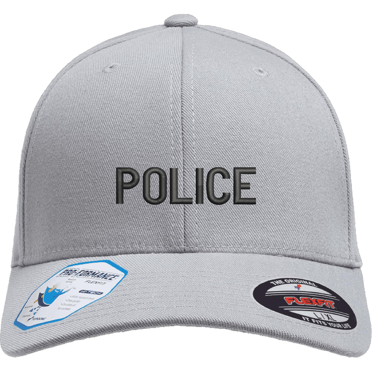 POLICE Flexfit Fitted Hat - Structured Uniform Baseball Cap for Security, Guard & Law Enforcement Officers