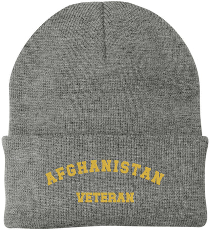 Afghanistan Veteran Embroidered Beanie - Military Service - 100% Acrylic Knit