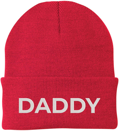 Daddy Embroidered Beanie | Bold Acrylic Knit Winter Hat | Casual Father's Day Skull Cap for Dad