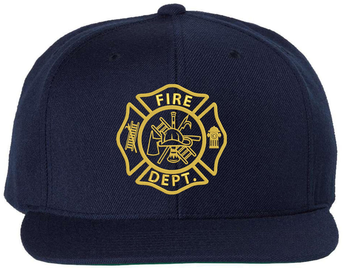 Fire Department Embroidered Baseball Cap | Maltase Cross Emblem Acrylic Wool Adjustable Unisex Hat
