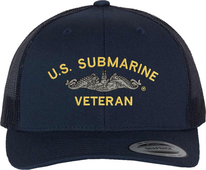 U.S. Submarine Veteran Embroidered Trucker Hat Navy Military Mesh Back Snapback Baseball Cap