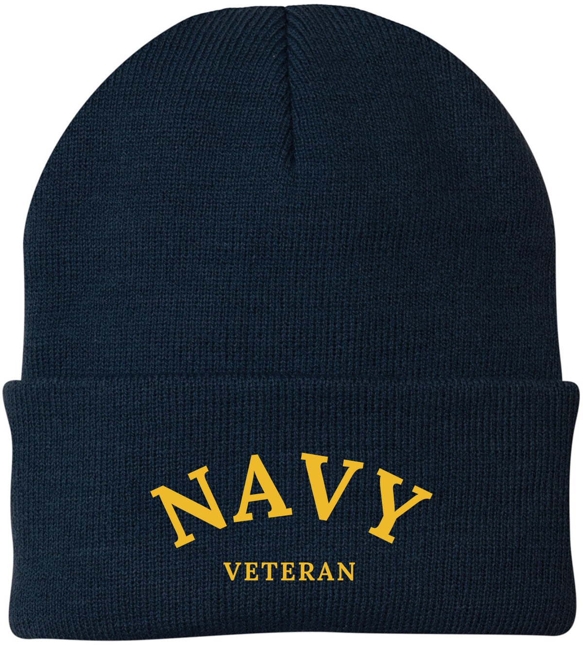 Navy Veteran Embroidered Beanie Hat | USA Military Patriotic 100% Acrylic Winter Knit Cap for Men & Women