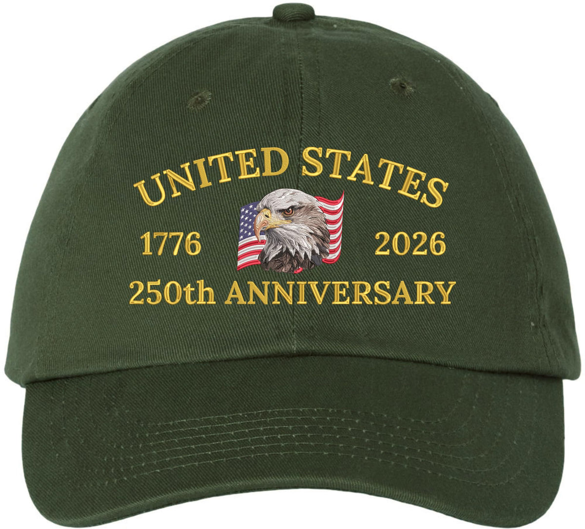 United States 250th Anniversary Low Profile Cap | 1776-2026 USA Bald Eagle Flag Country Baseball Dad Hat