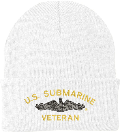 U.S. Submarine Veteran Embroidered Beanie Navy Veteran Knit Cuffed Hat