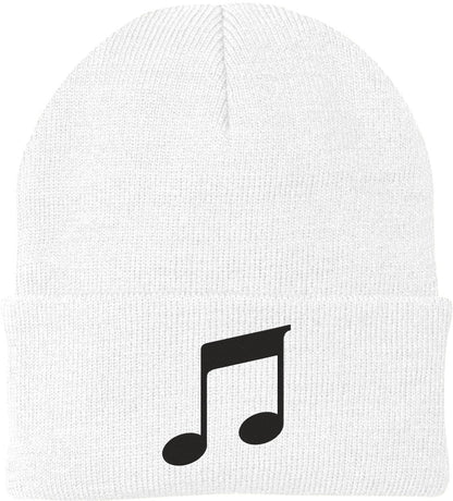 Music Note Embroidered Beanie Knit Cuffed Cap Music Lover Hat Musician Gift