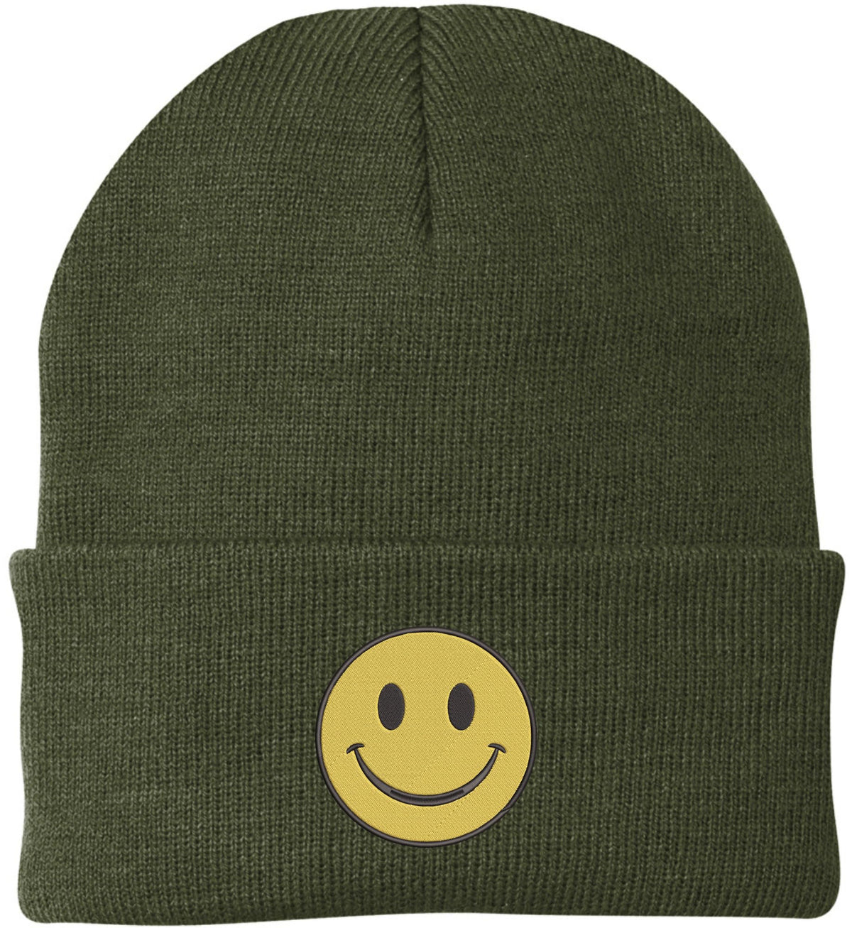 Smiiley Face Embroidered Beanie Hat | 100% Acrylic Knitted Winter Unisex Skull Cap