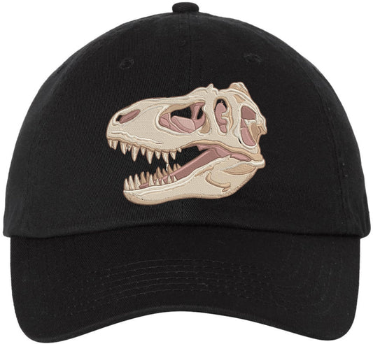 T-Rex Skull Embroidered Baseball Cap Dinosaur Fossil Adjustable Dad Hat