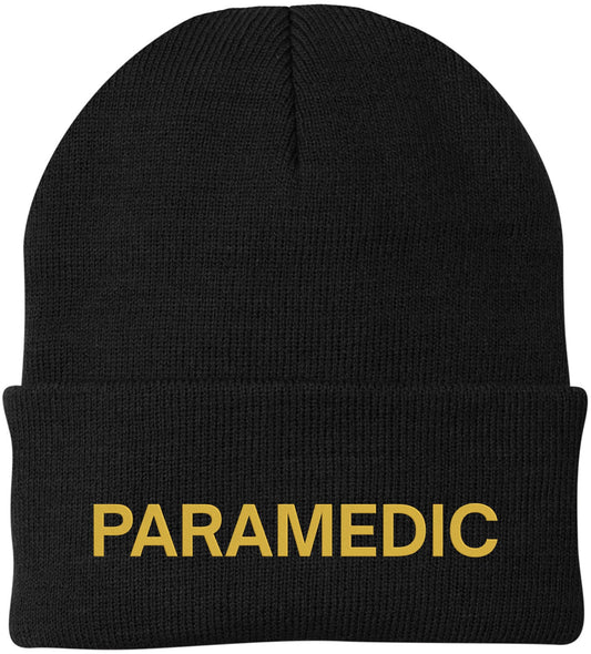 Paramedic Embroidered Beanie Hat | 100% Acrylic Winter Knit Cap for Emergency Medical Services First Responders