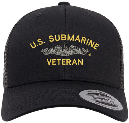U.S. Submarine Veteran Embroidered Trucker Hat Navy Military Mesh Back Snapback Baseball Cap