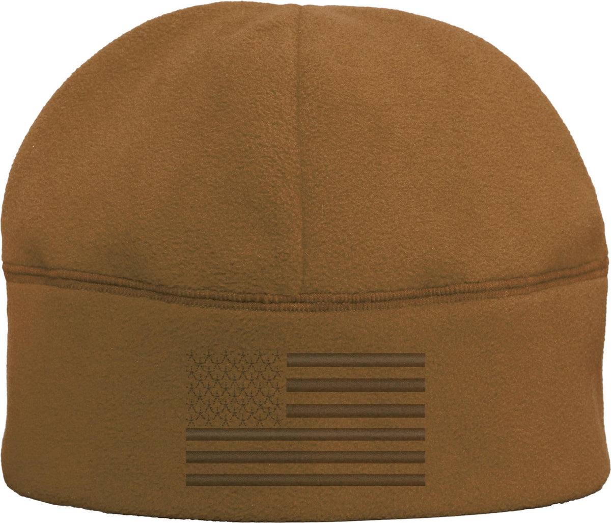 Polar Fleece Watch Cap with Embroidered US American Flag, USA Tactical Beanie Warm Winter Skull Hat