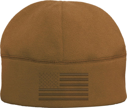 Polar Fleece Watch Cap with Embroidered US American Flag, USA Tactical Beanie Warm Winter Skull Hat