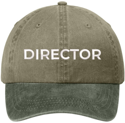 Director Embroidered Baseball Cap | Two Tone 100% Cotton Military Style Adjustable Unisex Hat