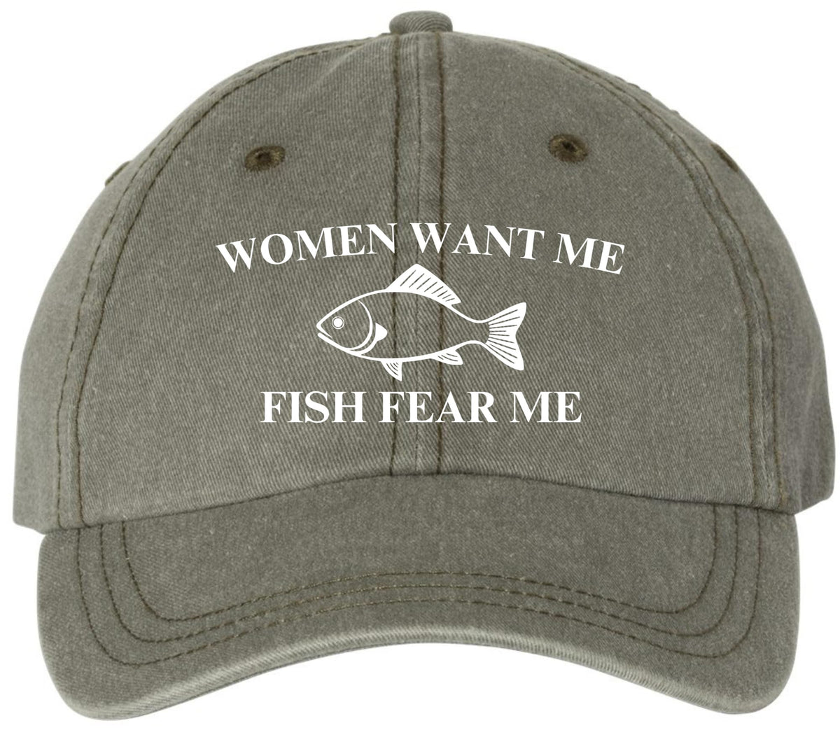 Women Want Me Fish Fear Me Embroidered Baseball Cap Funny Fishing Meme Angler Dad Hat