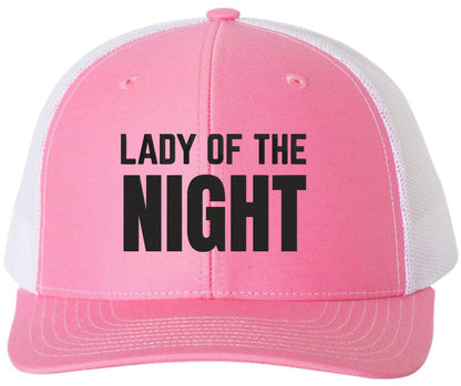 Lady Of The Night Embroidered Trucker Hat Streetwear Baseball Cap for Nightlife Parties