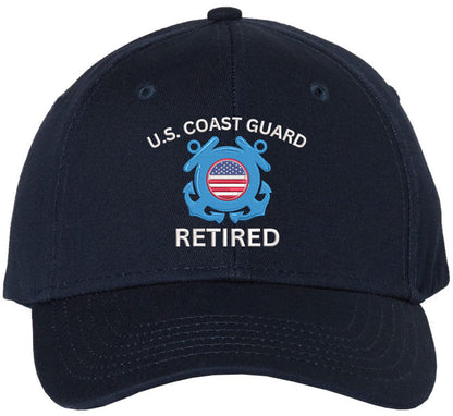 U.S. Coast Guard Retired Embroidered Baseball Cap | USA Veteran Military Nautical Service Dad Hat Unisex Gift