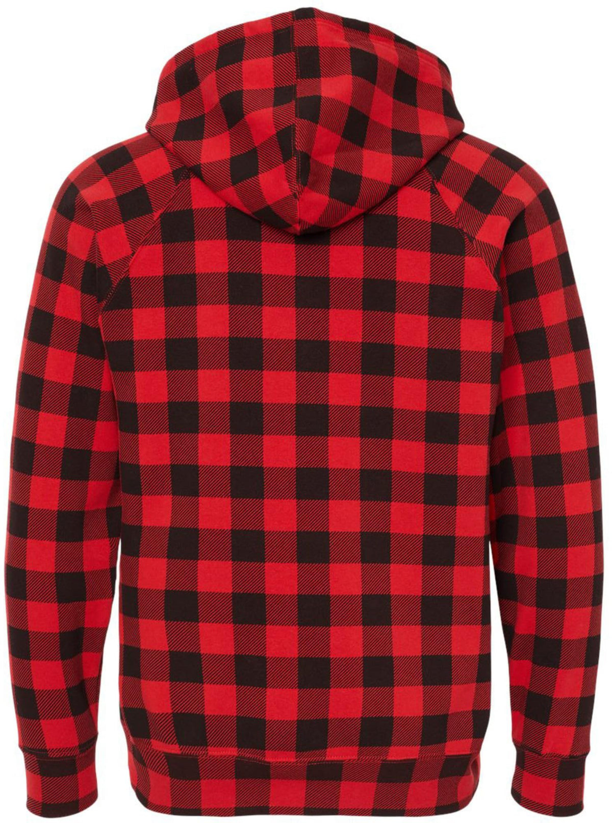 Red & Black Buffalo Check Plaid Sweatshirt, Slim Fit Raglan Pullover Lumberjack Hunters Outdoor Hoodie