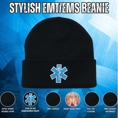 EMS EMT Emergency Medical Star of Life Embroidered Knit Winter Acrylic Unisex Watch Cap Hat