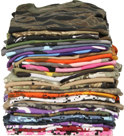 Tactical Camouflage T-Shirt Army Fashion Color Camo Military Crewneck Short Sleeve Top Tee Shirt