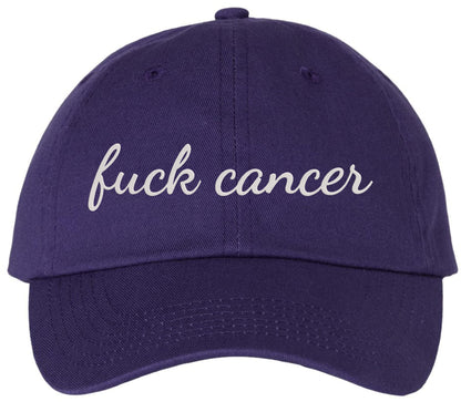 Fuck Cancer Embroidered Baseball Cap | Anti-Cancer Awareness Cotton Dad Hat Support Cancer Fighters & Survivors