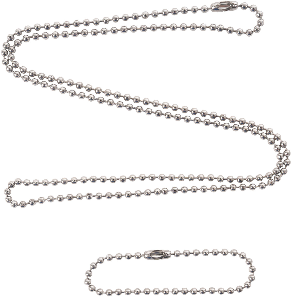Silver - Military GI Style Dog Tag Chain Set with 24 in. and 4 1 2 in. Chains