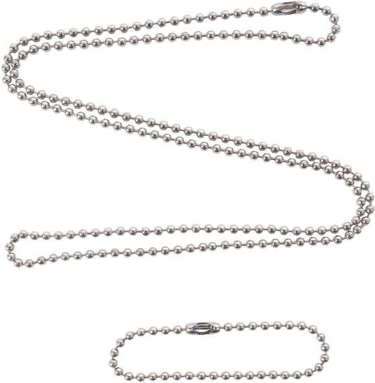 Silver - Military GI Style Dog Tag Chain Set with 24 in. and 4 1 2 in. Chains