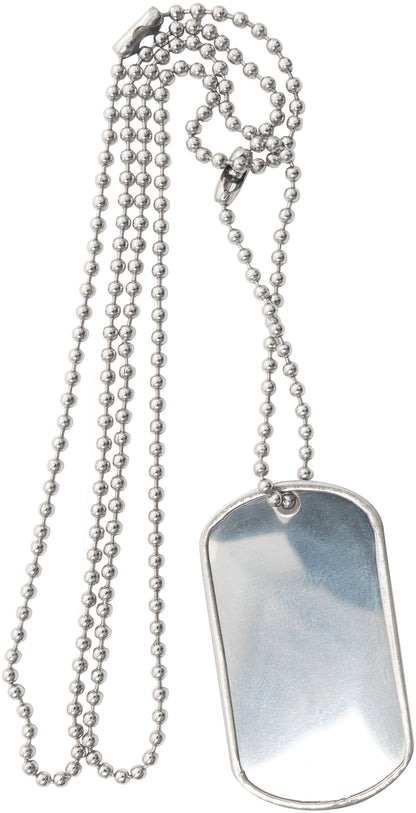 Silver - Military GI Style Dog Tag Chain Set with 24 in. and 4 1 2 in. Chains