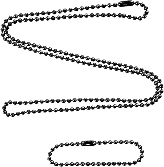 Black - Military GI Style Dog Tag Chain Set with 24 in. and 4 1 2 in. Chains