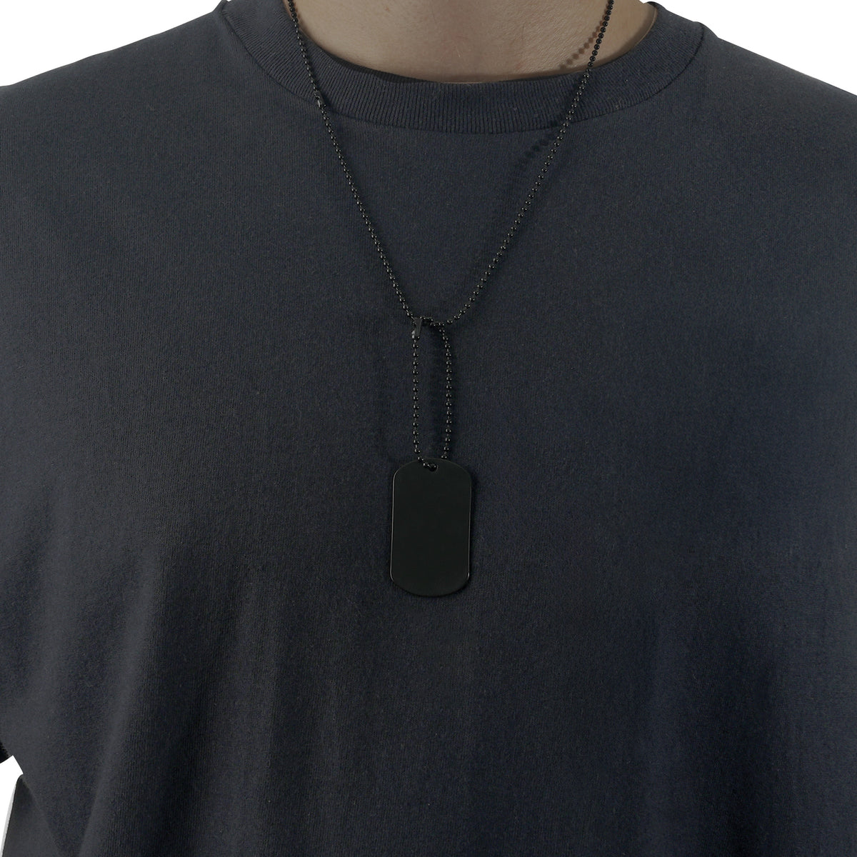 Black - Military GI Style Dog Tag Chain Set with 24 in. and 4 1 2 in. Chains