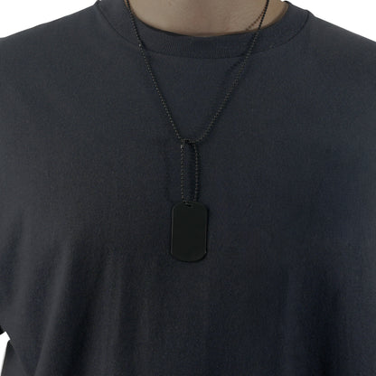 Black - Military GI Style Dog Tag Chain Set with 24 in. and 4 1 2 in. Chains