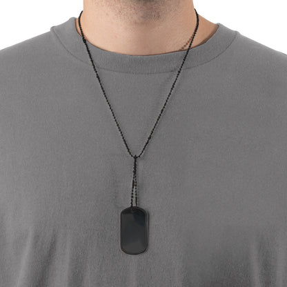 Black - Military GI Style Dog Tag Chain Set with 24 in. and 4 1 2 in. Chains