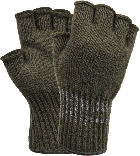 Olive Drab - Genuine GI Fingerless Gloves - Wool Nylon USA Made