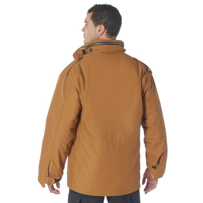Work Brown - Tactical M-65 Field Jacket Army Coat M65 - Poly/Cotton Twill - with Removeable Liner