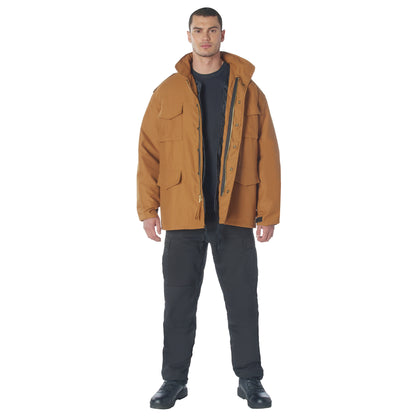 Work Brown - Tactical M-65 Field Jacket Army Coat M65 - Poly/Cotton Twill - with Removeable Liner