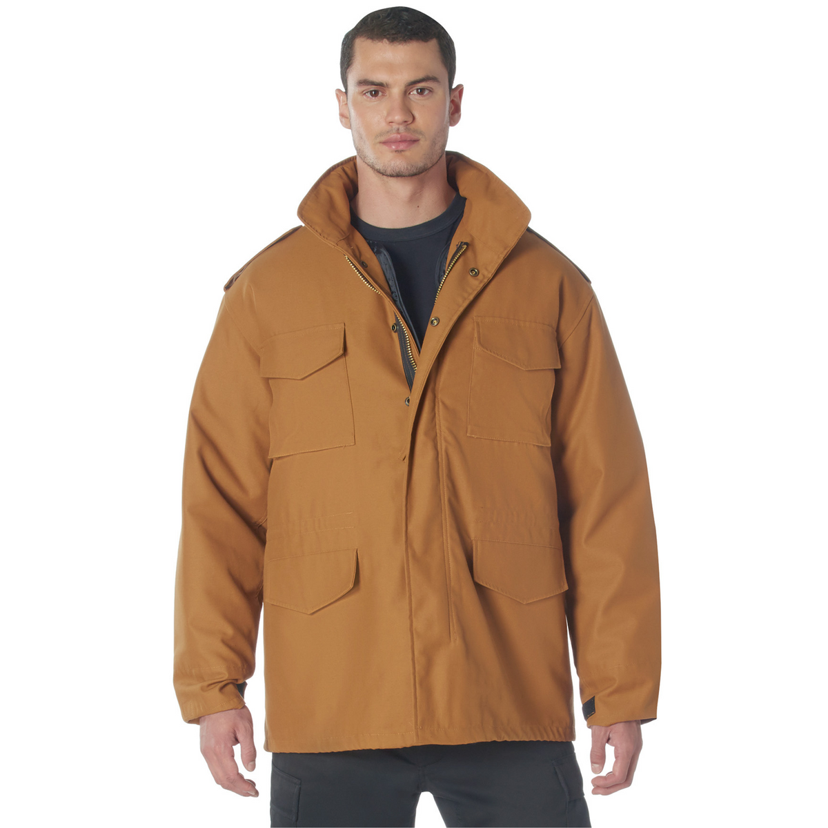 Work Brown - Tactical M-65 Field Jacket Army Coat M65 - Poly/Cotton Twill - with Removeable Liner