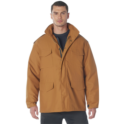 Work Brown - Tactical M-65 Field Jacket Army Coat M65 - Poly/Cotton Twill - with Removeable Liner