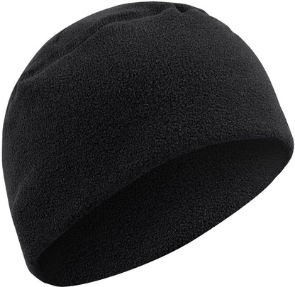 Black - Polar Fleece Watch Cap Tactical Large Skull Watchman Beanie