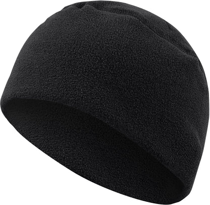 Black - Polar Fleece Watch Cap Tactical Large Skull Watchman Beanie