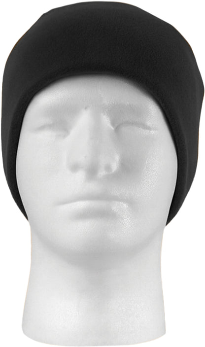 Black - Polar Fleece Watch Cap Tactical Large Skull Watchman Beanie